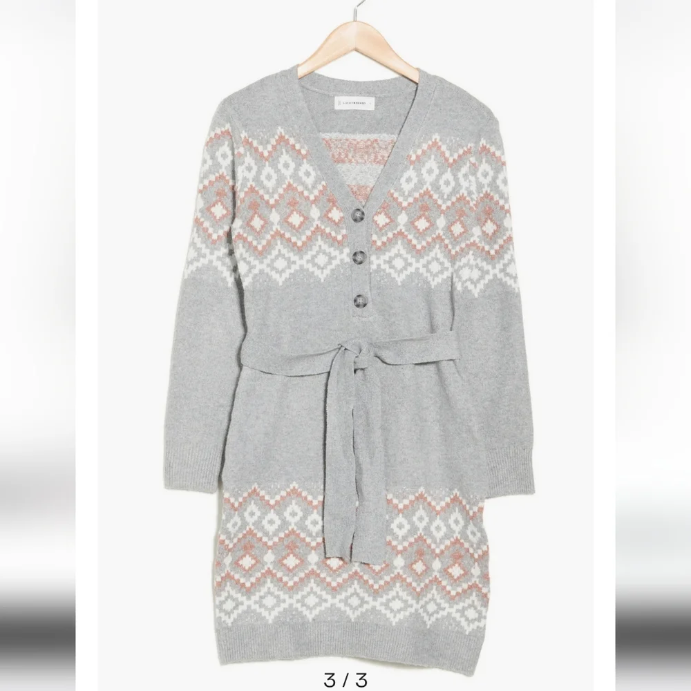 Lucky Brand Snowflake Geometric Cardigan Sweater Dress Women's Plus Size  2X NWT - Picture 3 of 12